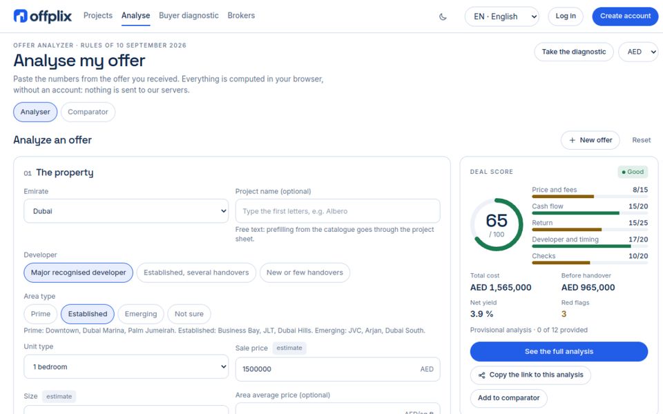 Homepage of Offplan Deal